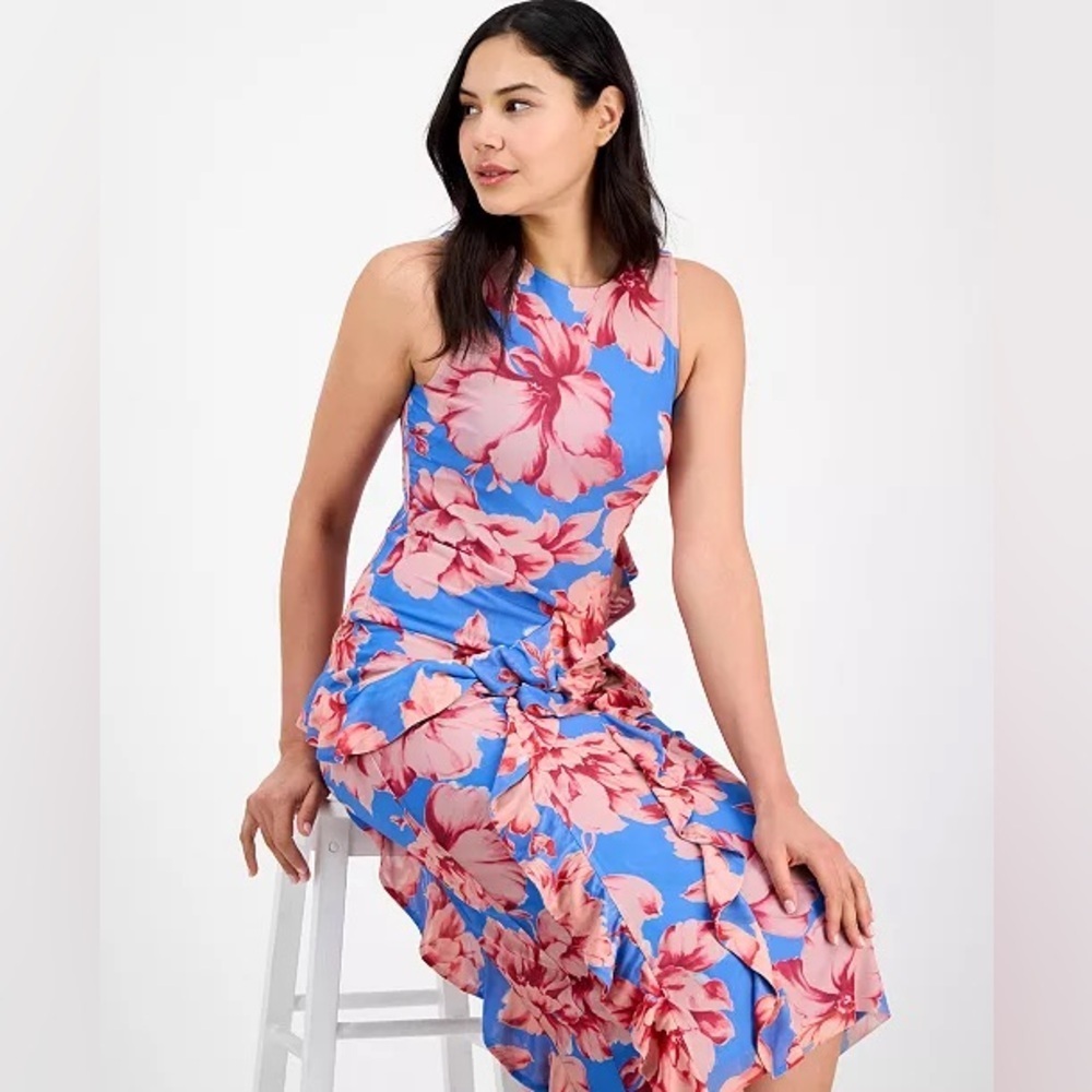 RACHEL Rachel Roy (B14)  Women's Isca Ruffled Sleeveless Midi Dress NWT SIZE L